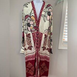 Free People Floral Bohemian Long Cardigan/Duster